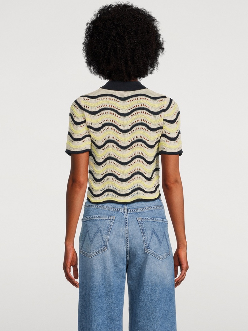 KOTN - Sabah Cropped Polo in Yellow, Blue and White - Small - NWOT - Picture 2 of 8